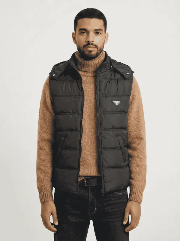 Doudoune Prada Sans Manches Homme Ref: DSM-901 (Capuche Amovible)