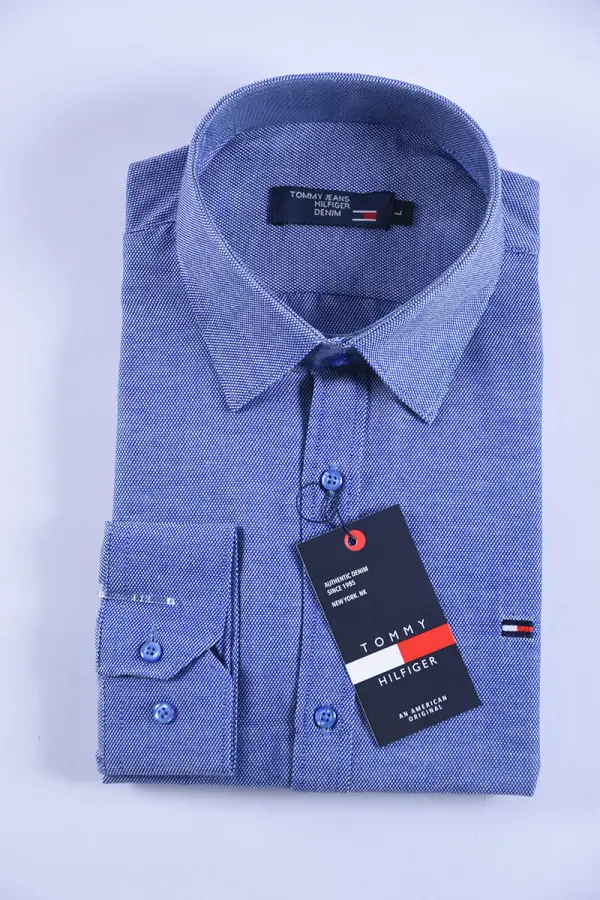 Chemise Tommy Oxford coton piqué( Bleu roi )