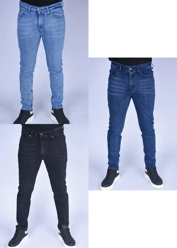 Pack 3 jeans Slim Fit extensible ( Noir + Bleu clair + Bleu delavé )