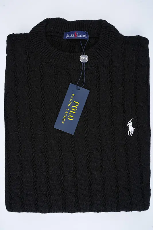 Pull Ralph col rond en coton 100%  ( Noir )