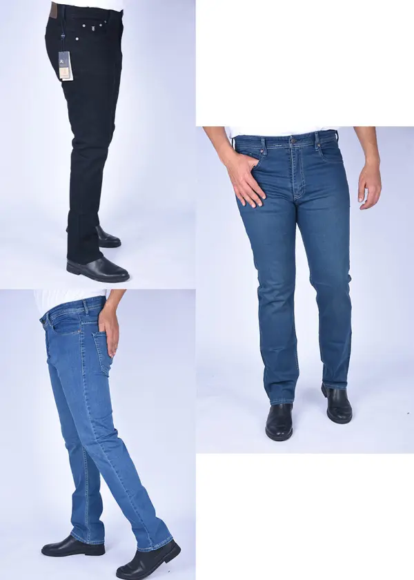 Pack de 3 jeans De Luxe en denim stretch confortable ( Noir + Bleu Nuit + Bleu dirty )