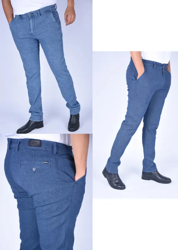 Pack 2 Pantalons Boss Classique en denim stretch confortable (Bleu sky + Bleu fonce )