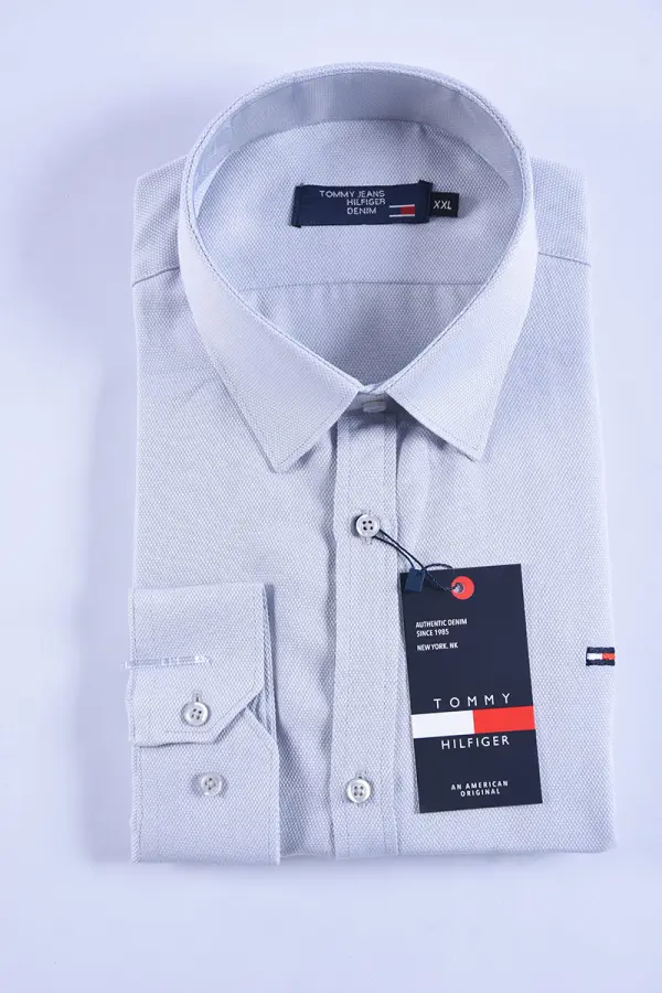 Chemise Tommy Oxford coton piqué ( Gris clair )