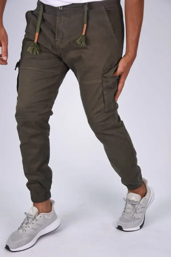 Pantalon jogger cargo En toile – Vert olive